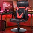 Costway PVC and Sponge Adjustable Height Swivel Rocking Gaming Chair in Red