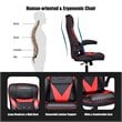 Costway PVC and Sponge Adjustable Height Swivel Rocking Gaming Chair in Red