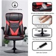 Costway PVC and Sponge Adjustable Height Swivel Rocking Gaming Chair in Red