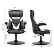 Costway PVC and Sponge Adjustable Height Swivel Rocking Gaming Chair in White