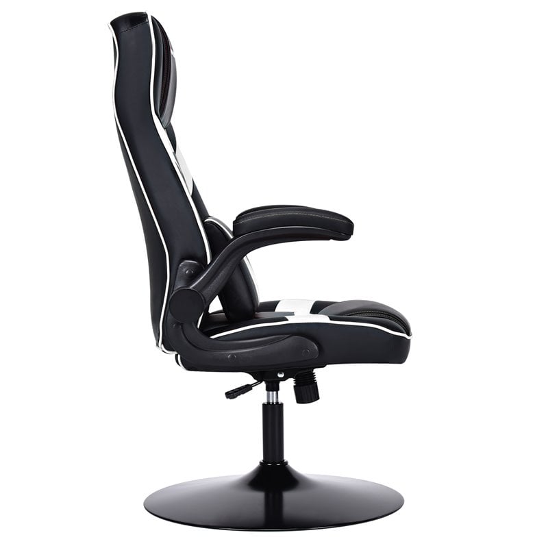 Costway PVC and Sponge Adjustable Height Swivel Rocking Gaming Chair in White