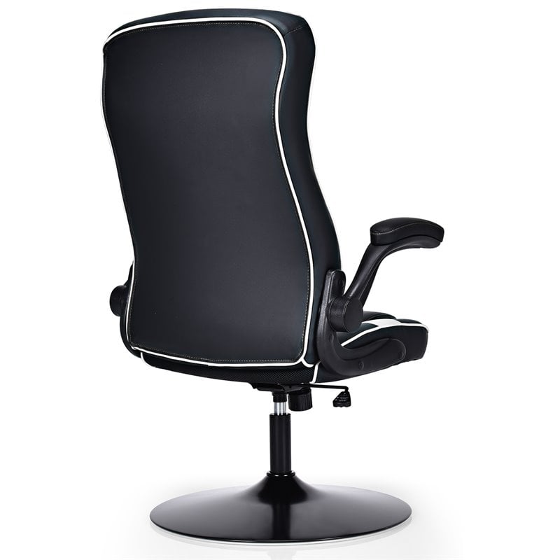 Costway PVC and Sponge Adjustable Height Swivel Rocking Gaming Chair in White
