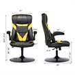 Costway PVC and Sponge Adjustable Height Swivel Rocking Gaming Chair in Yellow