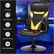 Costway PVC and Sponge Adjustable Height Swivel Rocking Gaming Chair in Yellow