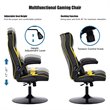 Costway PVC and Sponge Adjustable Height Swivel Rocking Gaming Chair in Yellow