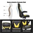 Costway PVC and Sponge Adjustable Height Swivel Rocking Gaming Chair in Yellow