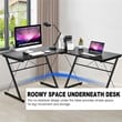Costway 59'' L-Shaped Contemporary MDF and Iron Computer Desk in Black