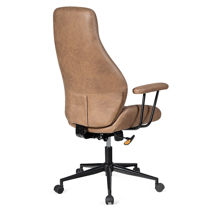 Costway Adjustable Height Suede Office Chair with Lumbar Support in Brown