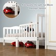Costway Solid Rubber and Poplar Wood Toddler Bed with Guardrails in White