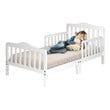 Costway Solid Rubber and Poplar Wood Toddler Bed with Guardrails in White