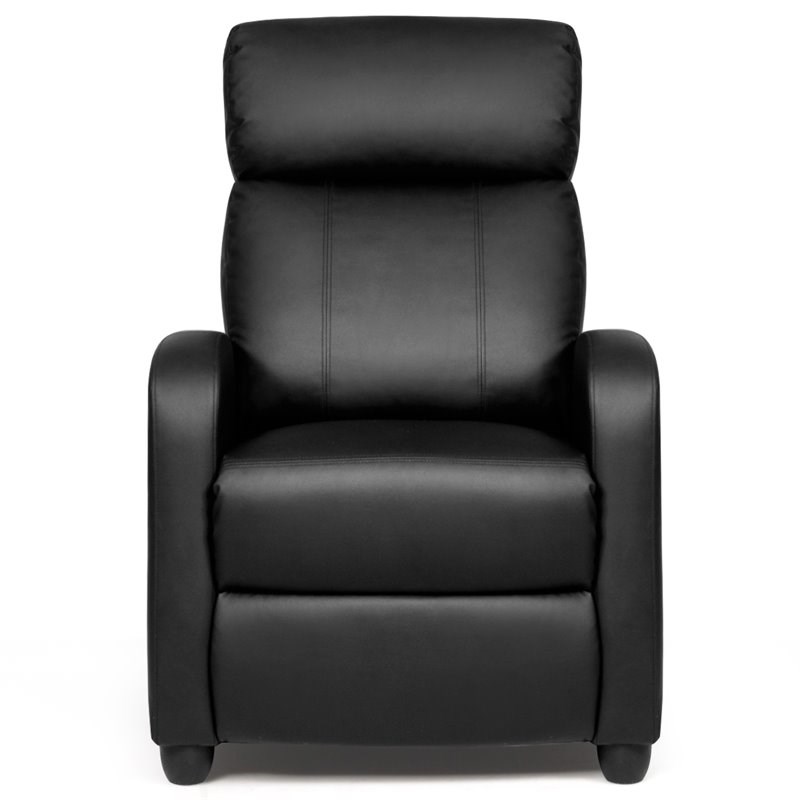 Costway Contemporary Fabric and Iron Recliner Chair with Padded Seat in Black
