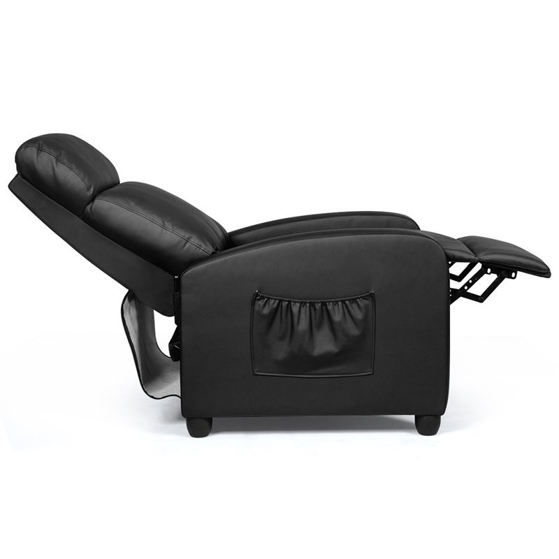 Costway Contemporary Fabric and Iron Recliner Chair with Padded Seat in Black