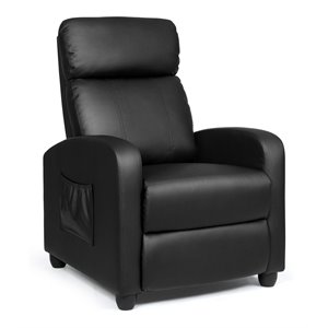 Costway Contemporary Fabric and Iron Recliner Chair with Padded Seat in Black