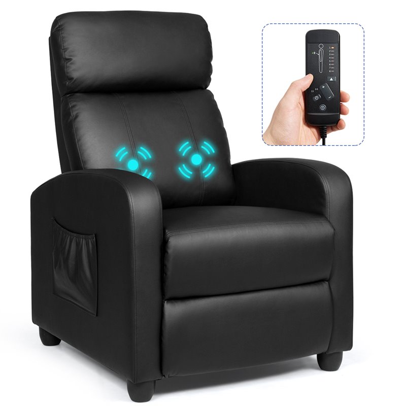 Costway Fabric and Iron Electric Recliner Chair with Remote Control in Black