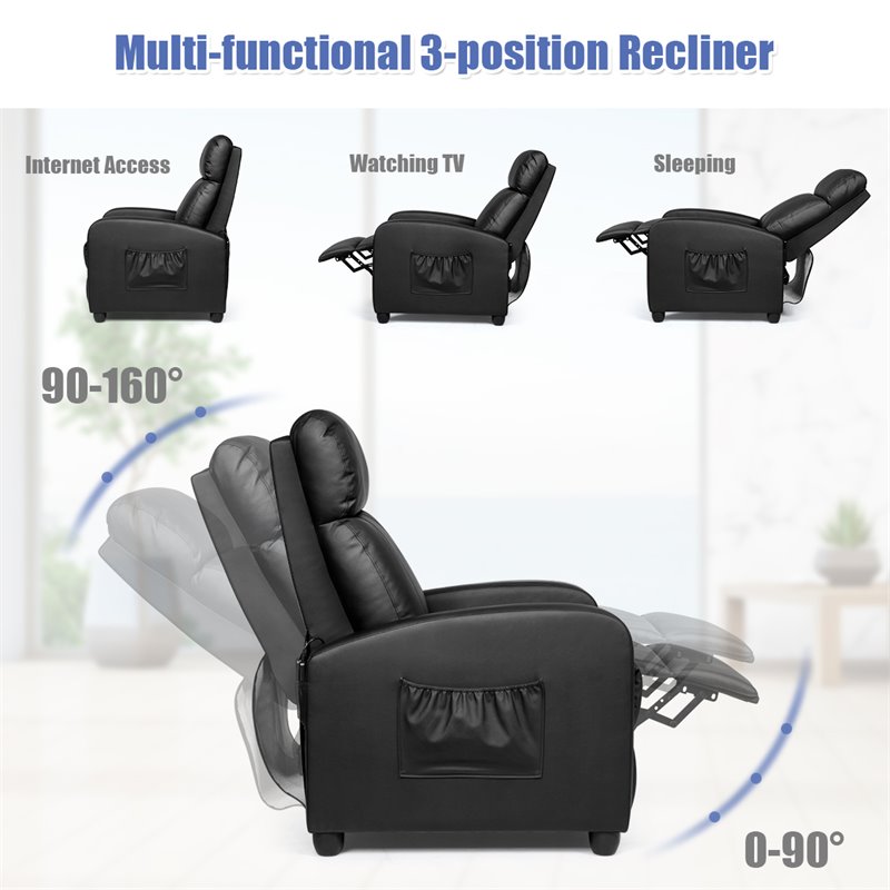 Costway Fabric and Iron Electric Recliner Chair with Remote Control in Black