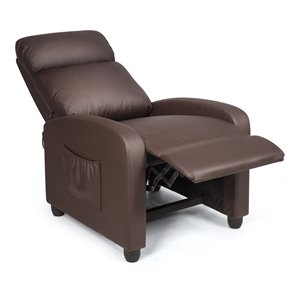 Costway Contemporary Fabric and Iron Recliner Chair with Padded Seat in Brown