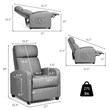 Costway Contemporary Fabric and Iron Recliner Chair with Padded Seat in Gray