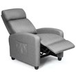 Costway Contemporary Fabric and Iron Recliner Chair with Padded Seat in Gray
