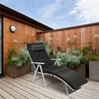 Costway Fabric Outdoor Folding Chaise Lounge Chair with Cushion in Black