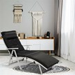Costway Fabric Outdoor Folding Chaise Lounge Chair with Cushion in Black