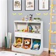 Costway Wood Freestanding Combo Shelf Cubby Bin with 3 Baskets in White
