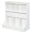 Costway Wood Freestanding Combo Shelf Cubby Bin with 3 Baskets in White