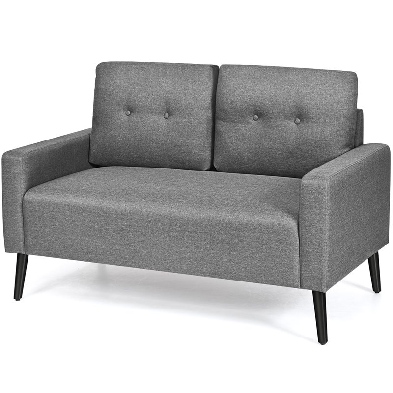 Costway 55'' Upholstered Modern Loveseat Sofa with Soft Cloth Cushion in Gray