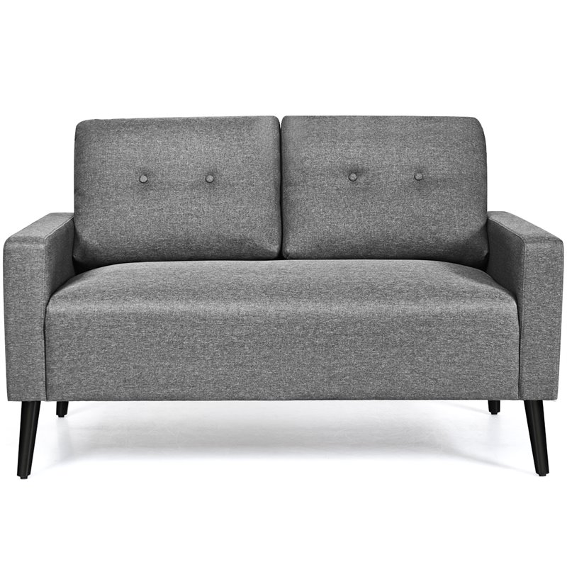Costway 55'' Upholstered Modern Loveseat Sofa with Soft Cloth Cushion in Gray