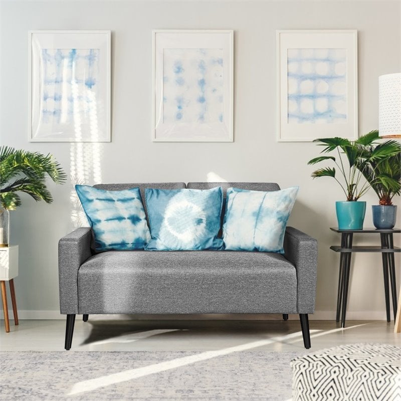 Costway 55'' Upholstered Modern Loveseat Sofa with Soft Cloth Cushion in Gray