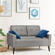 Costway 55'' Upholstered Modern Loveseat Sofa with Soft Cloth Cushion in Gray