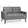 Costway 55'' Upholstered Modern Loveseat Sofa with Soft Cloth Cushion in Gray