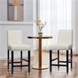 Costway 25'' Wood and Fabric Kitchen Breakfast Bar Stools in Beige (Set of 2)