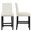Costway 25'' Wood and Fabric Kitchen Breakfast Bar Stools in Beige (Set of 2)
