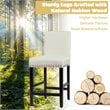 Costway 25'' Wood and Fabric Kitchen Breakfast Bar Stools in Beige (Set of 2)