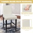 Costway 25'' Wood and Fabric Kitchen Breakfast Bar Stools in Beige (Set of 2)
