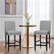 Costway 25'' Wood and Fabric Kitchen Breakfast Bar Stools in Gray (Set of 2)