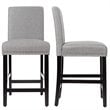 Costway 25'' Wood and Fabric Kitchen Breakfast Bar Stools in Gray (Set of 2)