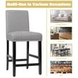 Costway 25'' Wood and Fabric Kitchen Breakfast Bar Stools in Gray (Set of 2)