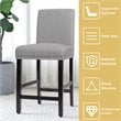 Costway 25'' Wood and Fabric Kitchen Breakfast Bar Stools in Gray (Set of 2)