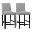 Costway 25'' Wood and Fabric Kitchen Breakfast Bar Stools in Gray (Set of 2)