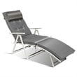 Costway Fabric Outdoor Folding Chaise Lounge Chair with Cushion in Gray