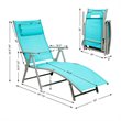 Costway Fabric Outdoor Folding Chaise Lounge Chair with Cushion in Turquoise