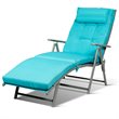 Costway Fabric Outdoor Folding Chaise Lounge Chair with Cushion in Turquoise