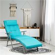 Costway Fabric Outdoor Folding Chaise Lounge Chair with Cushion in Turquoise