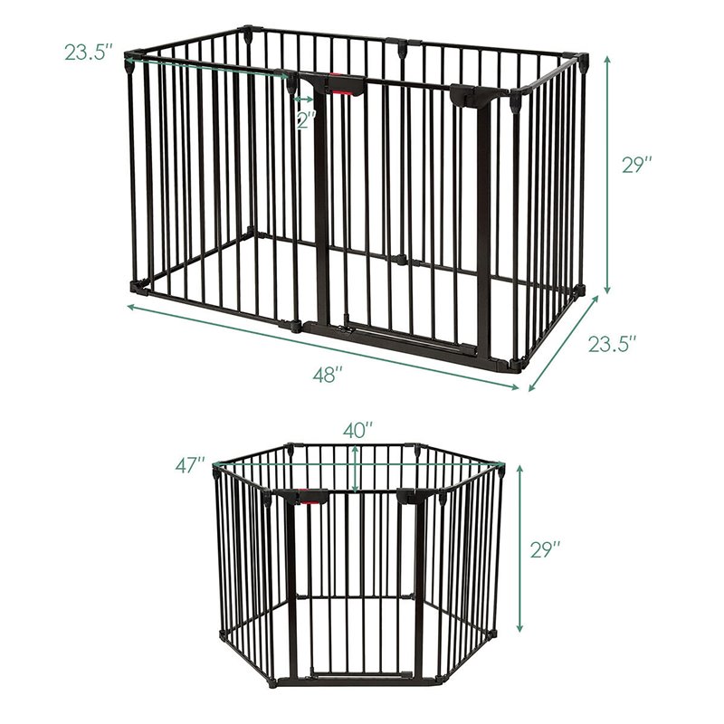 Costway 6-Panel Fence Adjustable Metal Play Yard for Baby & Pet in Black
