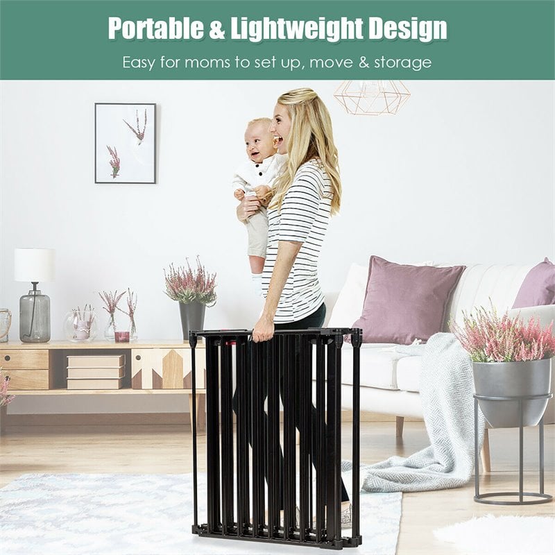 Costway 6-Panel Fence Adjustable Metal Play Yard for Baby & Pet in Black