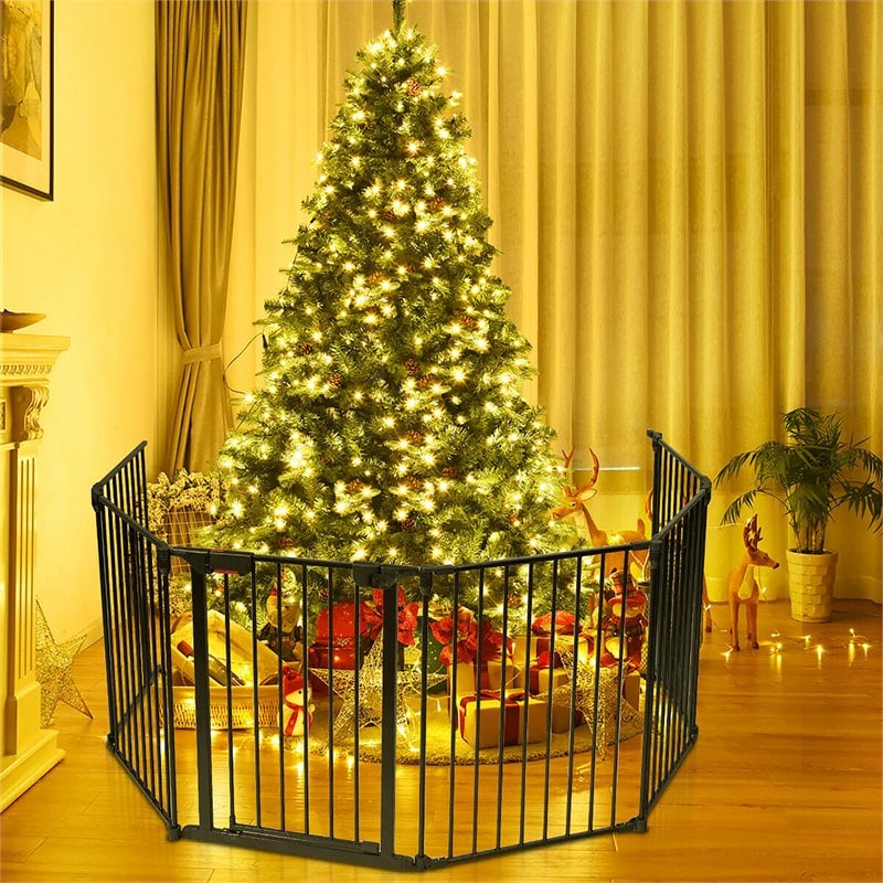 Costway 6-Panel Fence Adjustable Metal Play Yard for Baby & Pet in Black
