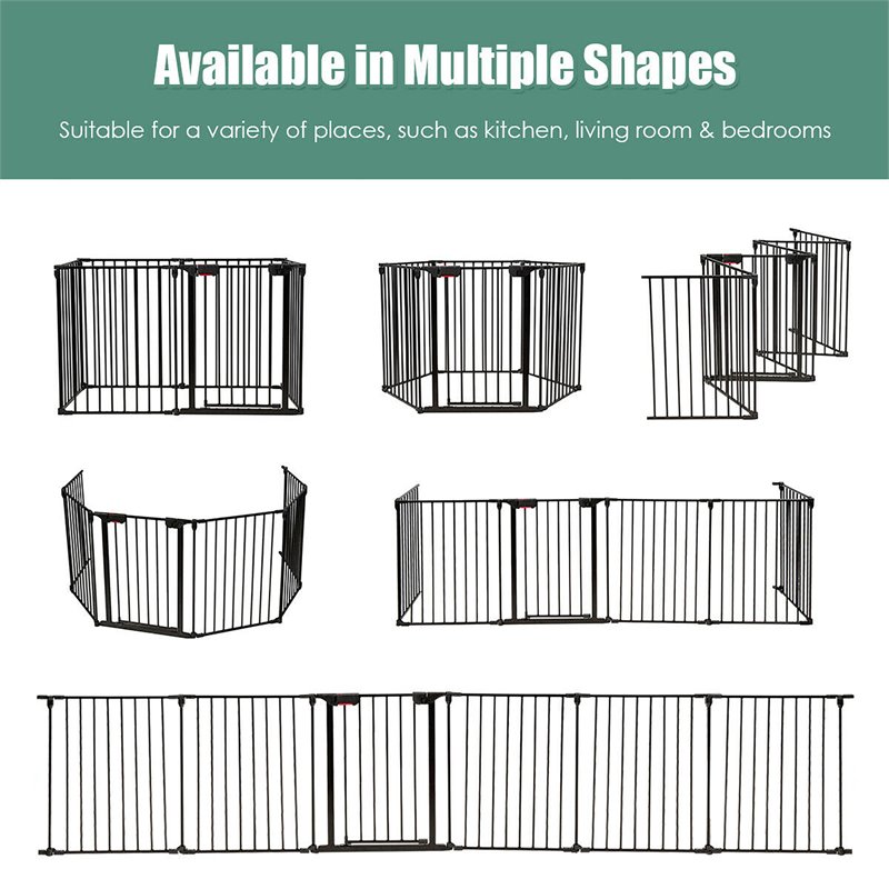 Costway 6-Panel Fence Adjustable Metal Play Yard for Baby & Pet in Black