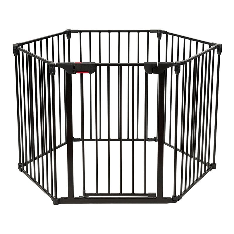 Costway 6-Panel Fence Adjustable Metal Play Yard for Baby & Pet in Black