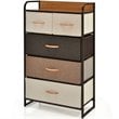 Costway 5-Drawer/4-Tier Dresser Storage Organizer Tower with Wood Top in Cream